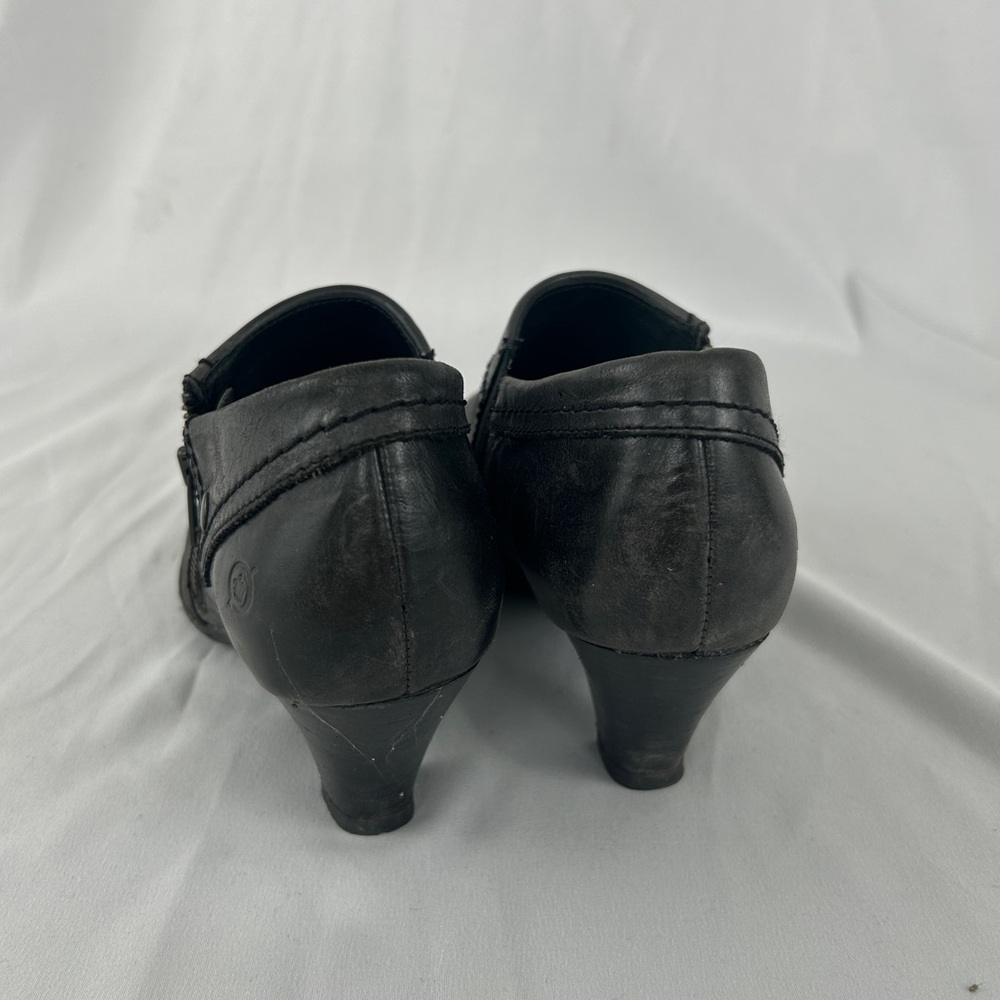 Born Black Genuine Heeled Booties with Fold & Zipper Design - Picture 4 of 8